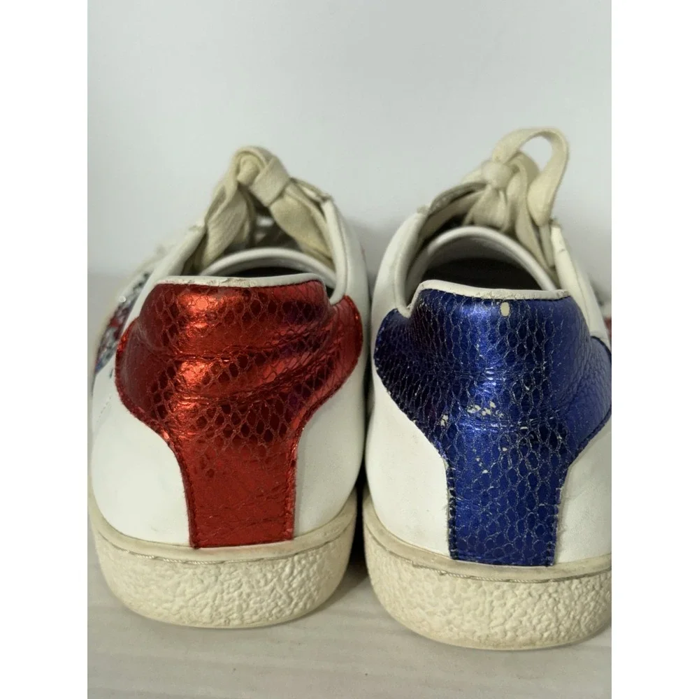 Gucci Ace Kingsnake Sneakers White Leather Men's 8.5 EU 41.5 Authentic - Picture 7 of 11